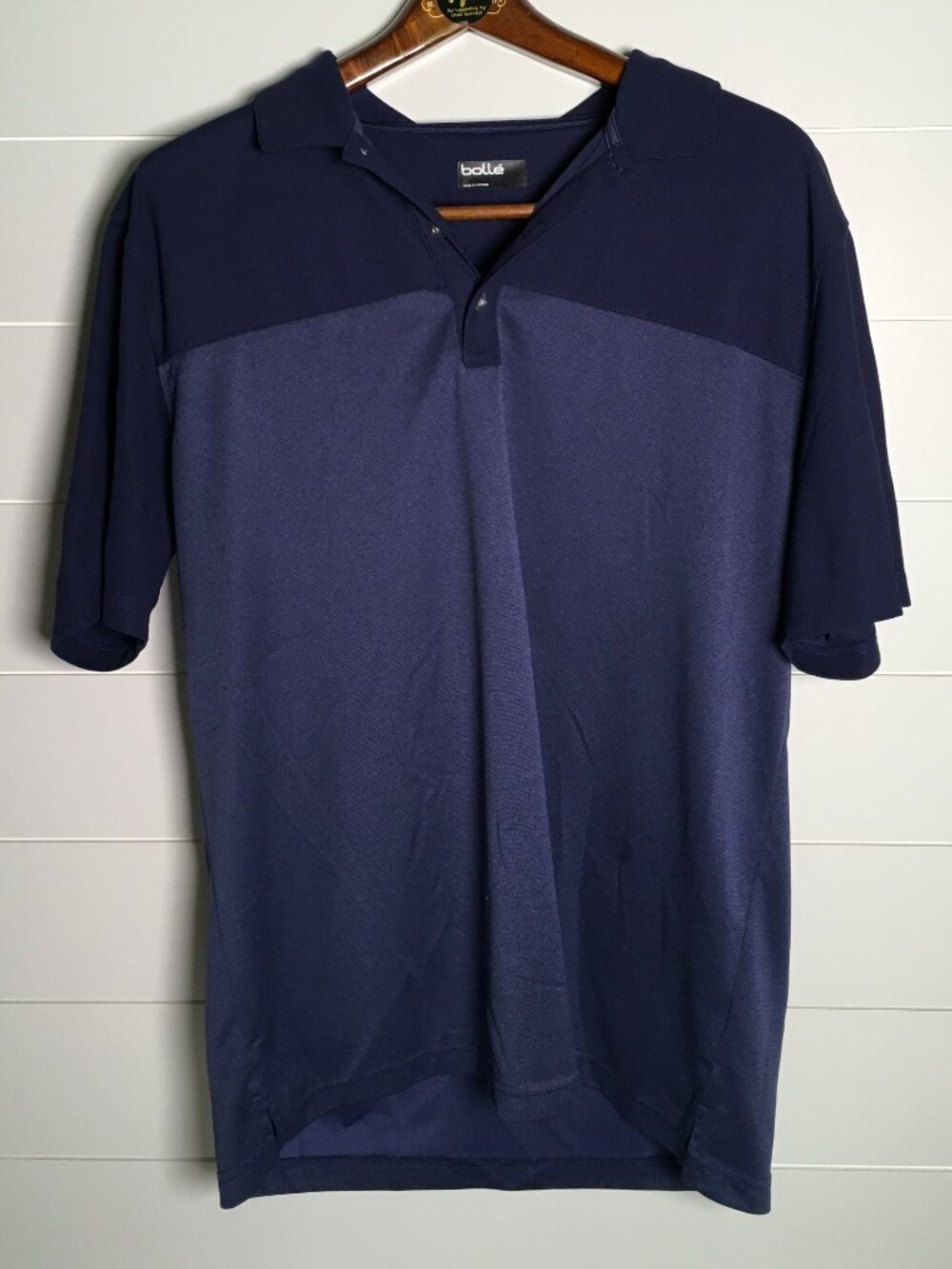 Bolle' Polo Short Sleeve Shirt Color Block Navy/Blue 100% Polyester Sz XL